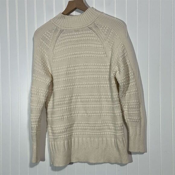 Club Monaco Women’s M Cream Cashmere Blend Sweater Wool Textured Knit Pullover - Picture 3 of 10